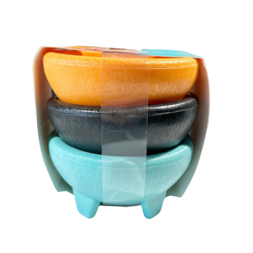 NEW Infuse 10oz Black, Orange & Turquoise SALSA BOWLS Set/3